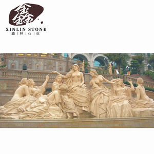 Statua di pietra del lupo donne nude in marmo bianco piazza decorazione statua giardino scultura in pietra scultura su misura 1.2m 1.5m 1.8m 2m - Product Image 1