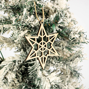 เครื่องประดับตกแต่งต้นคริสต์มาสสุดหรู ทำมือ แกะสลักลายเฉพาะตัว ของขวัญวันหยุด ลูกบอลไม้สลักชื่อส่วนตัว - Product Image 4