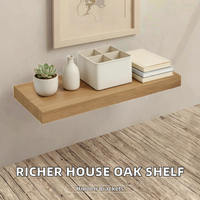 Étagères murales flottantes classiques en chêne, 60x23.5x3.8cm, avec supports invisibles en bois pour chambre et salon