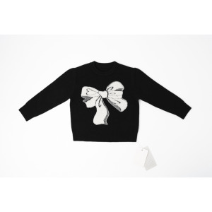เสื้อสเวตเตอร์ไหมพรมถักลายโบว์ แขนยาว คอกลม สไตล์ลำลอง สำหรับเด็กผู้หญิง ผลิตจากผ้าขนสัตว์แท้ 100% ระบายอากาศได้ดี อ่อนโยนต่อผิว สวมใส่สบาย - Product Image 1