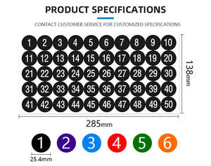防水カラフルなカスタマイズされたサイズの食品テーブル棚キャビネットマーカーステッカー数字付き粘着ラベルクラフトフォトフレーム用 - Product Image 4