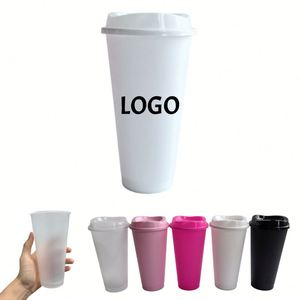 Gobelets à café en plastique portables de 24 oz avec logo personnalisé, avec couvercles anti-fuite, gobelets réutilisables pour le café à emporter, cadeaux pour les fêtes et les anniversaires - Product Image 1
