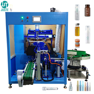 Machine d'impression sérigraphique automatique complète personnalisable pour écrans ovales avec système de table rotative et alimentateur vibrant - Product Image 1