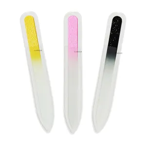 Wholesale 14 cm Premium Novelty Texture Etched Filing Surface Colorful Glass Nail File