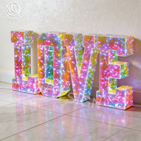Lettres holographiques irisées personnalisées de 4 pieds, chiffres LED lumineux pour la décoration de fonds d'événements et de scènes