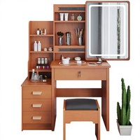 Coiffeuse moderne minimaliste style crème bois pour chambre à coucher, petit appartement, meuble de rangement maquillage tendance