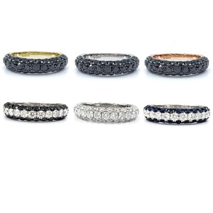 Chine vente en gros habile de haute qualité platine or blanc véritable diamant noir mince bague demi-chemin pour femme - Product Image 4