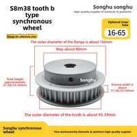 Polea de Sincronización SONGHU OEM S8M de 38 Dientes SH-HTPA38S8M300-B-P16 de Aluminio con Diámetro Interior de 16-65 mm