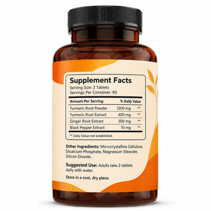 Comprimés d'extrait de curcuma biologique et de gingembre - Vitamines certifiées, compléments de santé, antioxydant, soutien immunitaire pour - Product Image 6