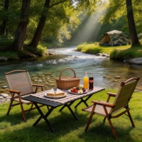 Ensemble de table et de chaises de camping pliables en métal à hauteur réglable avec design à panneaux - Meubles de pique-nique portables pour l'extérieur