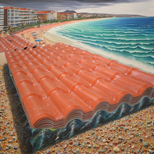 1050mm Design moderno isolato pannello del tetto in PVC fuoco e piastrelle in resina impermeabile con bambù spagnolo ASA polivinilcloruro materiale - Product Image 3