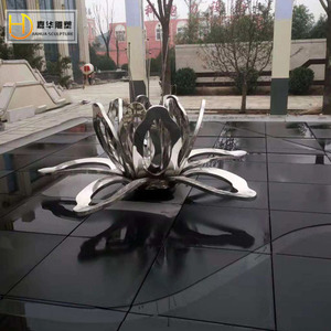 Sculpture de fleur en acier inoxydable Jiahua, ornement de jardin en métal fait main, à poser au sol en extérieur, lotus - Product Image 4