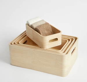 Set of 5 Wooden Stacking Storage Boxes