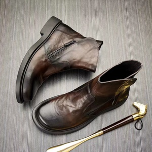 Botas de Trabajo de Cuero Genuino de Alta Gama Otoño/Invierno 2025, Forradas con Felpa Gruesa, Cálidas y Cómodas, para Hombres a la Moda - Product Image 1