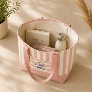 Sac fourre-tout en toile robuste, personnalisable avec logo, en coton, surdimensionné, réutilisable, avec poche zippée, pour femmes, travail, voyage, sport - Product Image 4