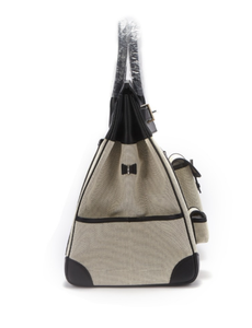 Sac de voyage en toile avec garniture en cuir, sac à main de grande capacité avec poches avant et bandoulière - Product Image 2
