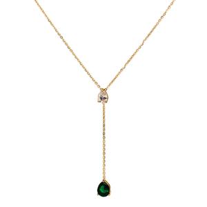 Nouveauté Collier Pendentif Goutte d'Eau en Acier Inoxydable Plaqué Or avec Strass Bohème pour Femmes - Product Image 3
