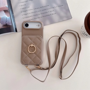 กระเป๋าหนังสะพายไหล่สุดหรูพร้อมช่องใส่บัตรสำหรับ iPhone 17 16 Pro Max 16 15 Plus 14 13 12 พร้อมสายคล้องคอและห่วงคล้อง - Product Image 3