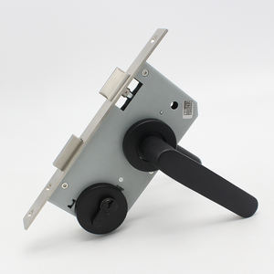 Serrure de porte en acier inoxydable Poignées noires Ensemble de leviers Serrure mécanique silencieuse intérieure avec cylindre CE de passage privé - Product Image 1