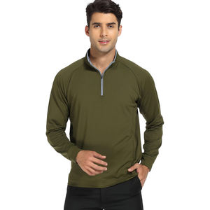 Sudadera de manga larga para hombre con logotipo personalizado, jersey con cremallera 1/4, para rendimiento de Golf, cuello simulado, bordado de otoño - Product Image 2