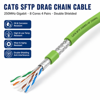 Kabel Cat6 SFTP Drag Chain 250MHz Gigabit Berpelindung Ganda dengan Jaket PVC Kekuatan Tinggi 8 Inti 4 Pasangan 24AWG 300V Siap untuk Robot