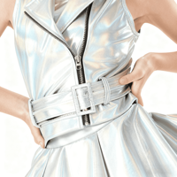 Ensemble de robe de danse jazz sans manches style motard à effet holographique pour filles et enfants, pour spectacle sur scène (Spandex/Nylon)