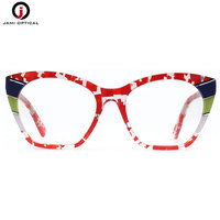 Montures de lunettes optiques surdimensionnées en acétate de haute qualité avec motif floral coloré et logo personnalisé pour femmes