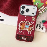 Casing TPU Bermotif Kulit dengan Bingkai Logam Kuda 3D Merah Bordir Baru untuk iPhone 17 16 15 Pro Max