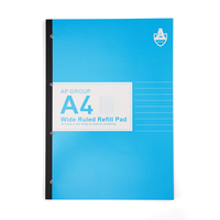 Carnet A4 à spirales perforées à 4 trous, grand format, ligné, pour l'école