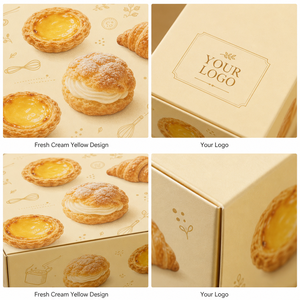 Caja <span class=keywords><strong>de</strong></span> Regalo para Repostería Color Crema, Diseño Premium, Ecológica, Apta para Alimentos, para Tartas <span class=keywords><strong>de</strong></span> Huevo, Postres, con Logotipo Personalizado - Product Image 3
