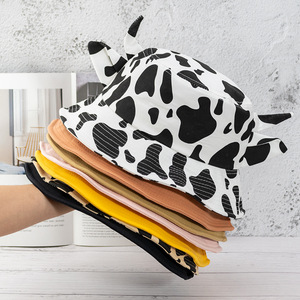 Cappelli a secchiello con stampa mucca di alta qualità orecchie da donna uomini personalizzati cappelli a secchiello da pescatore con corno - Product Image 1
