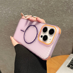 Nieuwe honingraat warmteafvoer telefoonhoesje mesh ademend circulaire magnetische ring telefoonhoesje voor iPhone 14/15/16 Pro/Pro Max - Product Image 4