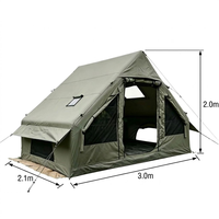 Tente de camping gonflable portable 600D Oxford 6.3, double porte, grand hublot, imperméable, quatre saisons, avec cheminée, pour 3-4 personnes