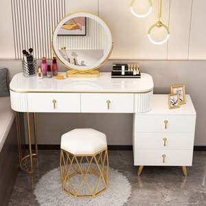 High Quality Modern Minimalist Bedroom Furniture Set <b>with</b> Makeup <b>Vanities</b> <b>Mirror</b> Drawers <b>Lighting</b> - Product Image 3