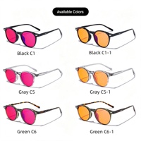Gafas Sunray Redondas Cuadradas TR con Montura Completa, Lentes Tintadas en Rojo, Recorte en Forma de V, Borde Interior Rojo, Remaches de Doble Punto, OEM, con Bloqueo de Luz Azul