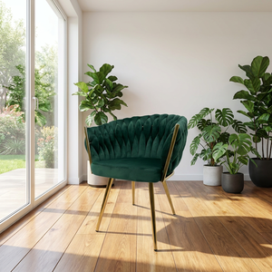 Fauteuil d'appoint en velours tissé à la main avec accoudoirs, dossier incurvé tressé moderne, <span class=keywords><strong>chaise</strong></span> de salle à manger, pieds en métal doré et noir, <span class=keywords><strong>chaise</strong></span> de vanité de luxe - Product Image 2