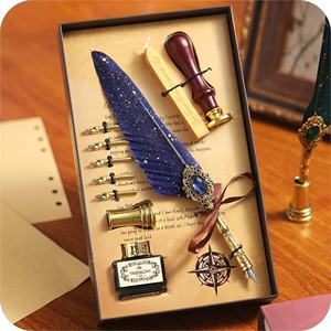 Coffret Cadeau <span class=keywords><strong>Stylo</strong></span> <span class=keywords><strong>Plume</strong></span> Gemme Magique (8 Pièces), Tampon à Cire Rétro Européen, <span class=keywords><strong>Stylo</strong></span> <span class=keywords><strong>Plume</strong></span> et <span class=keywords><strong>Stylo</strong></span> à Encre, Cadeau d'Anniversaire - Product Image 2