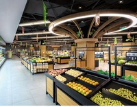 Zware en lichte uitvoering metalen en houten meerlaags supermarkt displayschappen voor fruit- en groentepresentatie, vrijstaand en voordelig