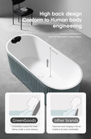 Baignoire Spa Autoportante en Acrylique Ovale, Surface Solide, Écologique, Design Moderne d'Angle pour Salle de Bain Adulte