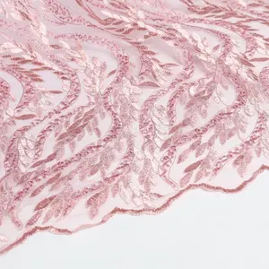 गोल्ड प्रदायक स्विस Voile फीता नरम गुलाबी रंग लक्जरी कशीदाकारी फीता कपड़े के लिए अफ्रीकी शादी की पोशाक