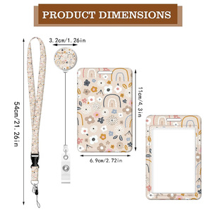 Clip de fixation rond en époxy motif fleur arc-en-ciel transfrontalier avec boucle rétractable à tirage facile et cordon détachable pour badges nominatifs - Product Image 4