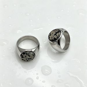 yunnique Fashion <b>Rings</b> <b>Titanium</b> Steel Inlaid Polka Dot Stone Unisex Jewelry Gift <b>Ring</b> Geometric Design Bezel Setting XYR0166 - Product Image 3