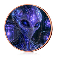 Pièce commémorative en cuivre fin 999 de 1 once sur le thème de la science-fiction, des extraterrestres et des OVNIs, pour la vente en gros