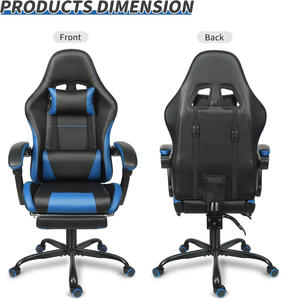 Chaise de jeu ergonomique de confort premium, bleue, pivotante, professionnelle, personnalisée, moderne, en cuir, siège de joueur PC avec inclinaison en apesanteur - Product Image 5