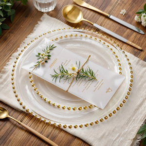 Set di Piatti di Lusso in Vetro Trasparente con Perline, 8 10 13 Pollici, Bordo Argento o Oro per Cucina, Hotel o Cene di Matrimonio - Product Image 3