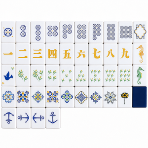 Juego de 160 Fichas de Mahjong Acrílicas Azul Oscuro con Diseño de Capitán América, Estilo Mediterráneo, Ancla, <span class=keywords><strong>Paloma</strong></span>, Caballito de Mar y Flor - Product Image 5