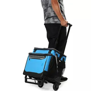 Custom Foldable Cooler Rolling Bag Cooler Bag Beach Trolley Can Beer Fishing Insulated Trolley Cooler Bag With Wheel