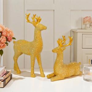 Décorations de Noël pour centres commerciaux et hôtels : Ornements lumineux en forme de cerf en résine, blocs de construction pour vitrines, accessoires d'ambiance festive - Product Image 1