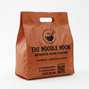 Custom Logo Food Delivery Various Style Die-cut Handbag Pe Shopping Plastic Die Cut Handle <b>Bag</b> - Product Image 2