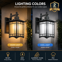 Lampe murale d'extérieur 5W E27 IP54, lanterne en aluminium et verre 220V avec ampoule pour porche, patio, cour, villa, éclairage extérieur LED